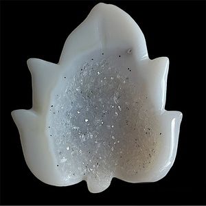 Carved Druzy Agate Leaf